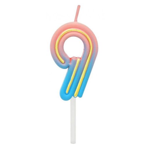 Numere Neon Lumânare colorată numărul 9, lumânare de tort