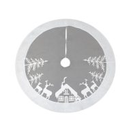 Crăciun Reindeer Fustă de brad argintie, suport