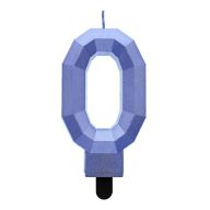   Numere Diamond Metallic Lumânare albastră cu numărul 0, lumânare pentru tort