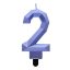 Numere Diamond Metallic Lumânare Albastră Numărul 2, Lumânare de Tort