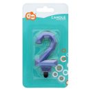 Numere Diamond Metallic Lumânare Albastră Numărul 2, Lumânare de Tort