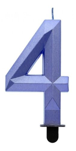 Numere Diamond Metallic Lumânare albastră numărul 4, lumânare de tort