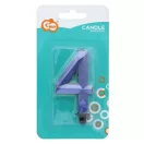 Numere Diamond Metallic Lumânare albastră numărul 4, lumânare de tort