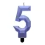 Numere Diamond Metallic Lumânare albastră numărul 5, lumânare de tort