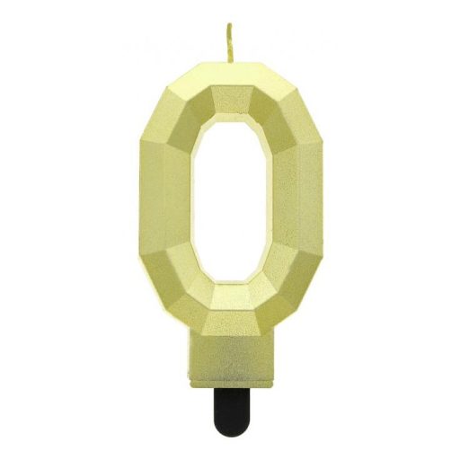 Numere Diamond Metallic Lumânare Aurie cu Numărul 0, Lumânare de Tort