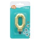 Numere Diamond Metallic Lumânare Aurie cu Numărul 0, Lumânare de Tort