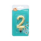 Numere Diamond Metallic Lumânare aurie numărul 2, lumânare pentru tort