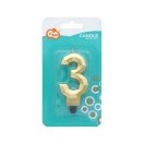 Numere Diamond Metallic Lumânare Aurie Numărul 3, Lumânare pentru Tort