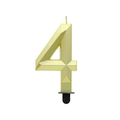 Numere Diamond Metallic Lumânare aurie cu numărul 4, lumânare pentru tort