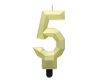 Numere Diamond Metallic Lumânare aurie cu numărul 5, lumânare pentru tort