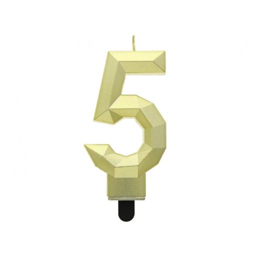 Numere Diamond Metallic Lumânare aurie cu numărul 5, lumânare pentru tort