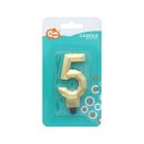 Numere Diamond Metallic Lumânare aurie cu numărul 5, lumânare pentru tort