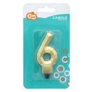 Numere Diamond Metallic Lumânare aurie numărul 6, lumânare de tort