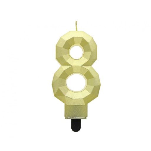 Numere Diamond Metallic Lumânare aurie numărul 8, lumânare de tort