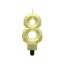 Numere Diamond Metallic Lumânare aurie numărul 8, lumânare de tort