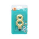 Numere Diamond Metallic Lumânare aurie numărul 8, lumânare de tort