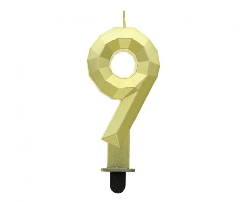 Numere Diamond Metallic Lumânare aurie numărul 9, lumânare pentru tort