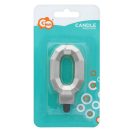 Numere Diamond Metallic Lumânare argintie cu cifra 0, lumânare pentru tort