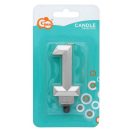 Numere Diamond Metallic Lumânare argintie numărul 1, lumânare de tort