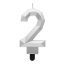Numere Diamond Metallic Lumânare argintie numărul 2, lumânare pentru tort