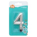 Numere Diamond Metallic Lumânare argintie cifra 4, lumânare pentru tort