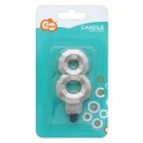 Numere Diamond Metallic Lumânare argintie cifra 8