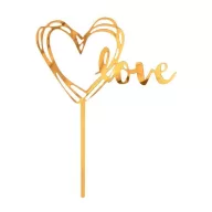 Nuntă Gold Decorațiune pentru tort inimă aurie 13 cm