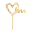 Nuntă Gold Decorațiune pentru tort inimă aurie 13 cm