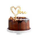 Nuntă Gold Decorațiune pentru tort inimă aurie 13 cm