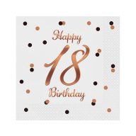   La mulți ani B&C White Happy Birthday 18 șervețele 20 bucăți 33x33 cm