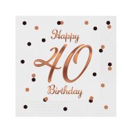   La mulți ani B&C White Happy Birthday 40 Șervețel Pachet de 20 33x33 cm