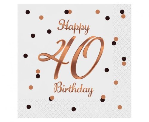 La mulți ani B&C White Happy Birthday 40 Șervețel Pachet de 20 33x33 cm