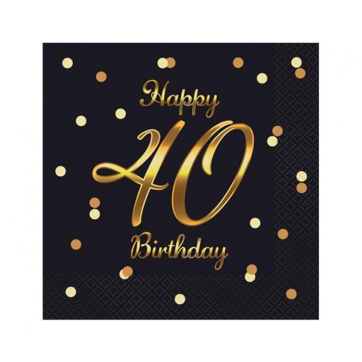 La mulți ani B&C Gold Happy Birthday 40 șervețele 20 buc 33x33 cm