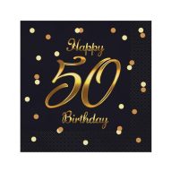   La mulți ani B&C Gold Happy Birthday 50 Șervețel 20 buc 33x33 cm