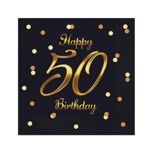 La mulți ani B&C Gold Happy Birthday 50 Șervețel 20 buc 33x33 cm