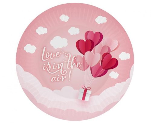 Iubire Love Is In The Air Pink farfurie de hârtie 6 bucăți os 18 cm