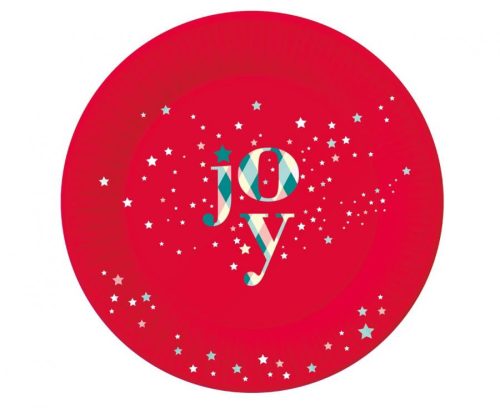 Crăciun Red Joy farfurie de hârtie 6 bucăți 18 cm