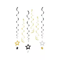 Stea Stele Glitter, set de decorațiuni cu panglică de 6