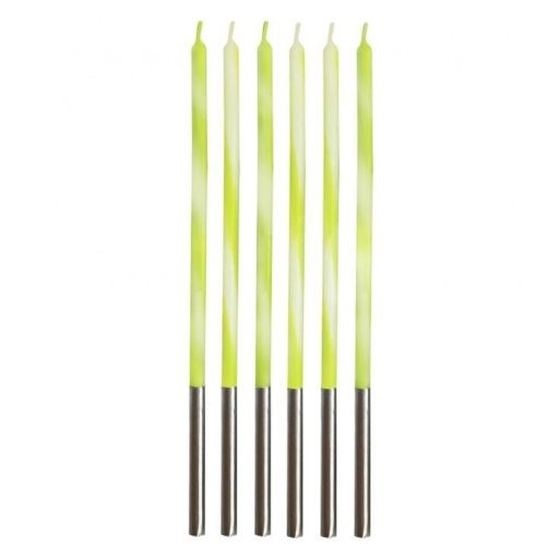 Colorat Candy Lime Green Lumânare de tort verde, set de lumânări 6 buc