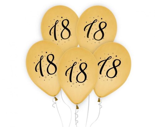 Aur Happy Birthday 18 gold balon, balon 5 bucăți 12 inch (30cm)