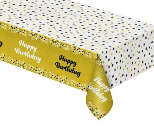 Gold Happy Birthday B&C Gold față de masă din folie de aur 137x183 cm