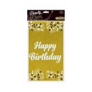 La mulți ani B&C Gold Față de masă din folie auriu Happy Birthday 137x183 cm