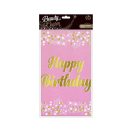 La mulți ani B&C Light Pink Față de masă din folie roz Happy Birthday 137x183 cm