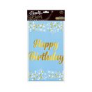 La mulți ani B&C Light Blue Față de masă albastră din folie Happy Birthday 137x183 cm