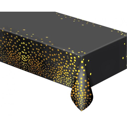 La mulți ani Black Gold Dots, Față de masă din folie neagră 137x183 cm