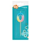 Numere Pastel Ombre Lumânare colorată cifra 0, lumânare de tort