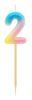 Numere Pastel Ombre Lumânare colorată numărul 2, lumânare de tort