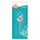 Numere Pastel Ombre Lumânare colorată cu numărul 3, lumânare aniversară