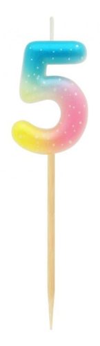 Numere Pastel Ombre Lumânare colorată cu numărul 5, lumânare pentru tort