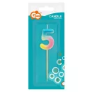 Numere Pastel Ombre Lumânare colorată cu numărul 5, lumânare pentru tort